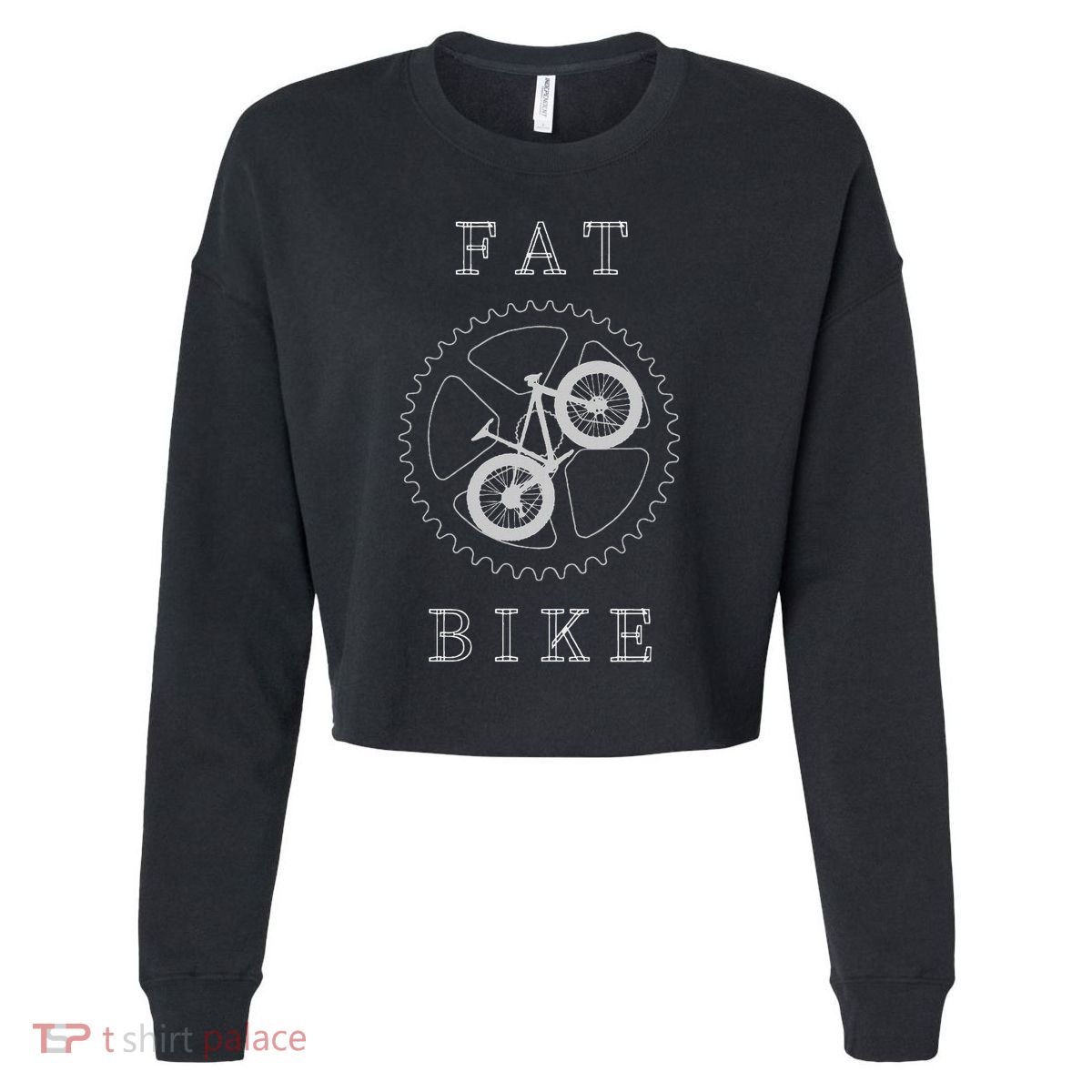 Fat Mountain Bike Bicycle Mtb Cyclist Gift Cropped Pullover Crew