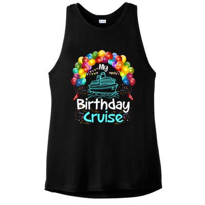 Festive My Birthday Cruise Ship Party And Gift Ladies PosiCharge Tri-Blend Wicking Tank