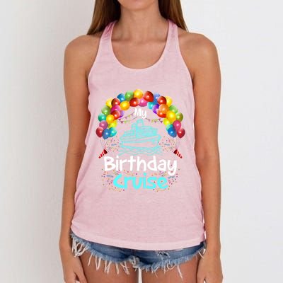 Festive My Birthday Cruise Ship Party And Gift Women's Knotted Racerback Tank