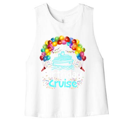 Festive My Birthday Cruise Ship Party And Gift Women's Racerback Cropped Tank