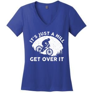 Funny Mountain Biking Design Trail Ride Lover Gift Women's V-Neck T-Shirt