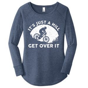 Funny Mountain Biking Design Trail Ride Lover Gift Women's Perfect Tri Tunic Long Sleeve Shirt