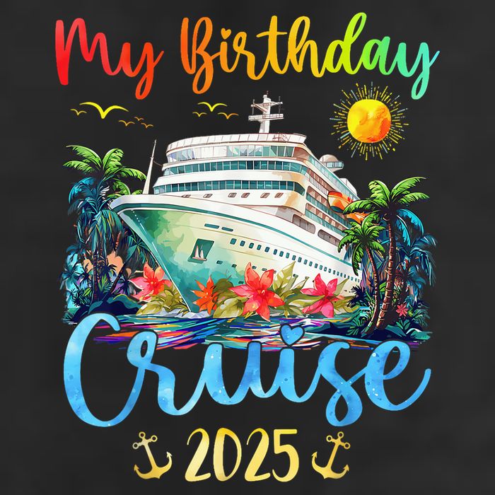 Festive My Birthday Cruise Ship Party 2025 7 Panel Mesh Trucker Snapback Hat