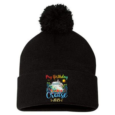 Festive My Birthday Cruise Ship Party 2025 Pom Pom 12in Knit Beanie