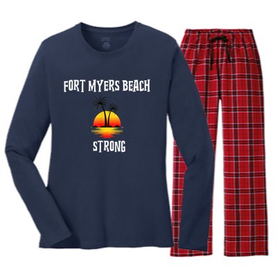 Fort Myers Beach Strong Community Strength Prayer Support Women's Long Sleeve Flannel Pajama Set 