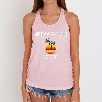 Fort Myers Beach Strong Community Strength Prayer Support Women's Knotted Racerback Tank