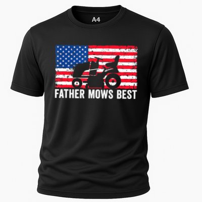 Father Mows Best Lawn Care Dad Mowing Patriotic FatherS Day Performance Shirt