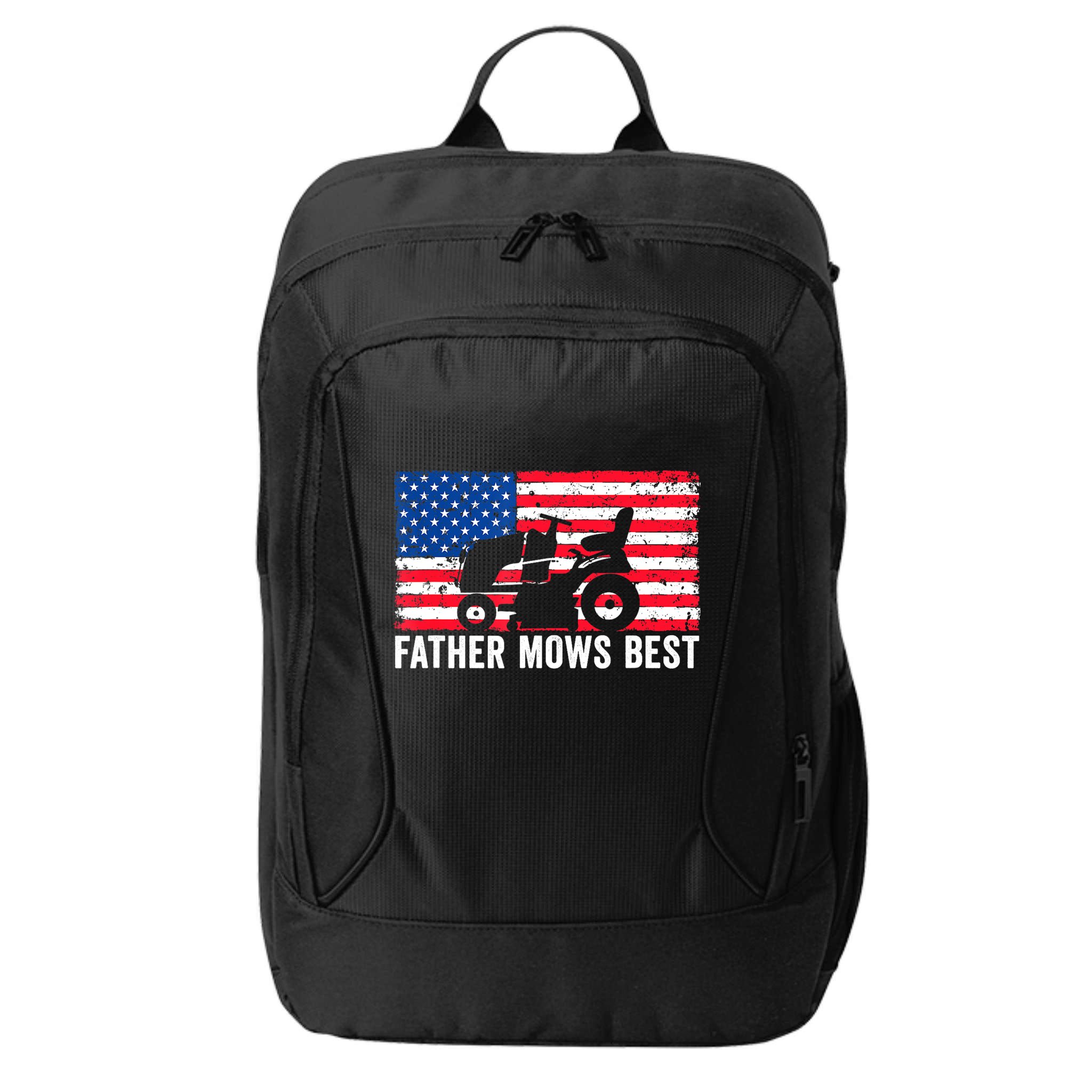 Father Mows Best Lawn Care Dad Mowing Patriotic FatherS Day City Backpack