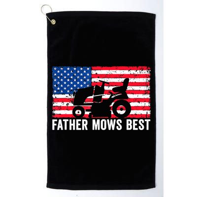 Father Mows Best Lawn Care Dad Mowing Patriotic FatherS Day Golf Towel