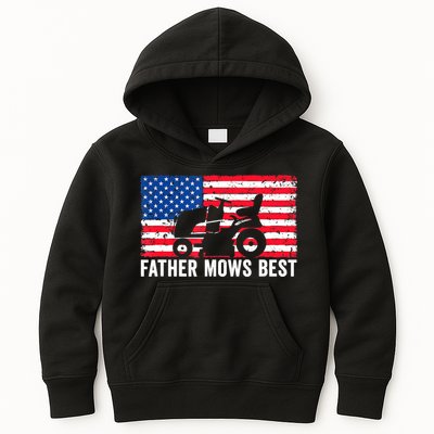 Father Mows Best Lawn Care Dad Mowing Patriotic FatherS Day Kids Hoodie