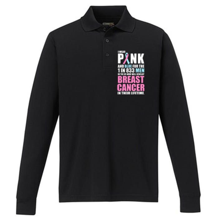 Fundraiser Male Breast Cancer Awareness Performance Long Sleeve Polo