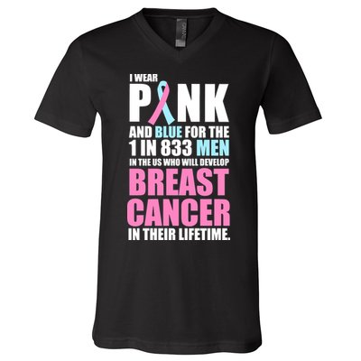 Fundraiser Male Breast Cancer Awareness V-Neck T-Shirt