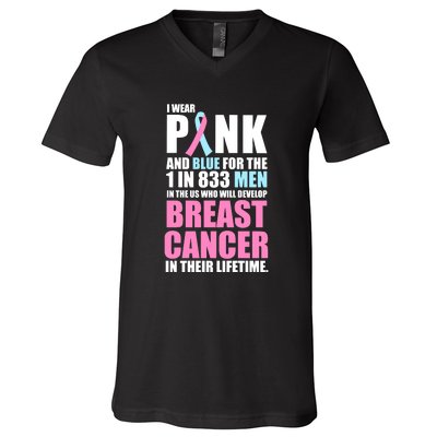 Fundraiser Male Breast Cancer Awareness V-Neck T-Shirt