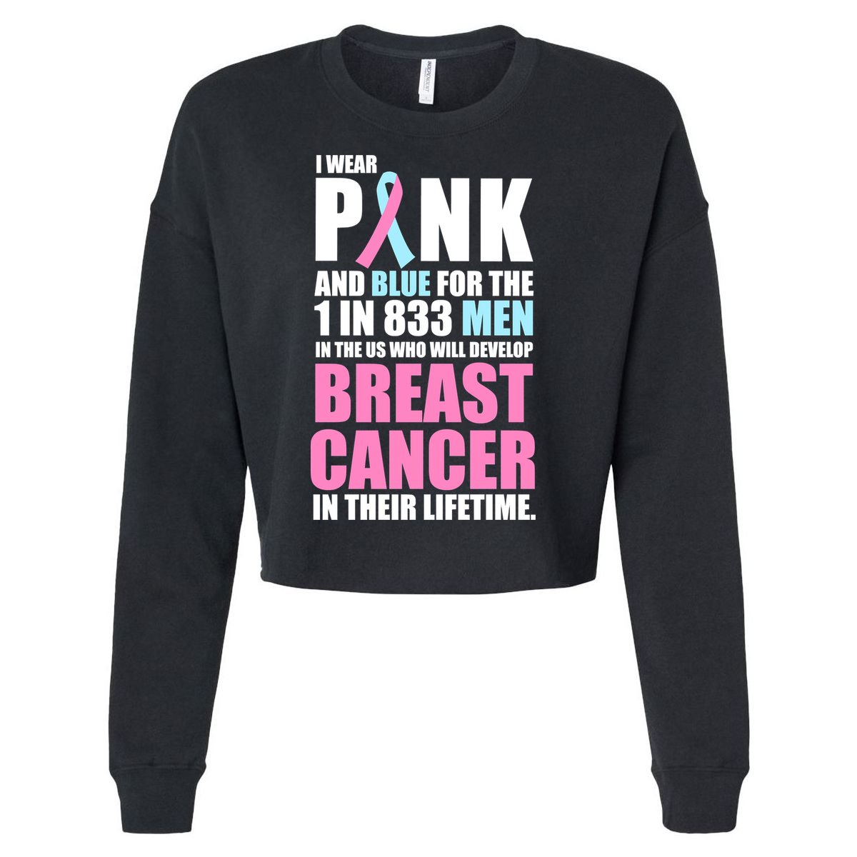 Fundraiser Male Breast Cancer Awareness Cropped Pullover Crew