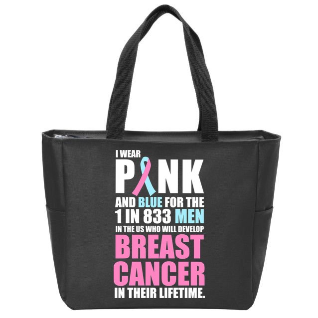 Fundraiser Male Breast Cancer Awareness Zip Tote Bag