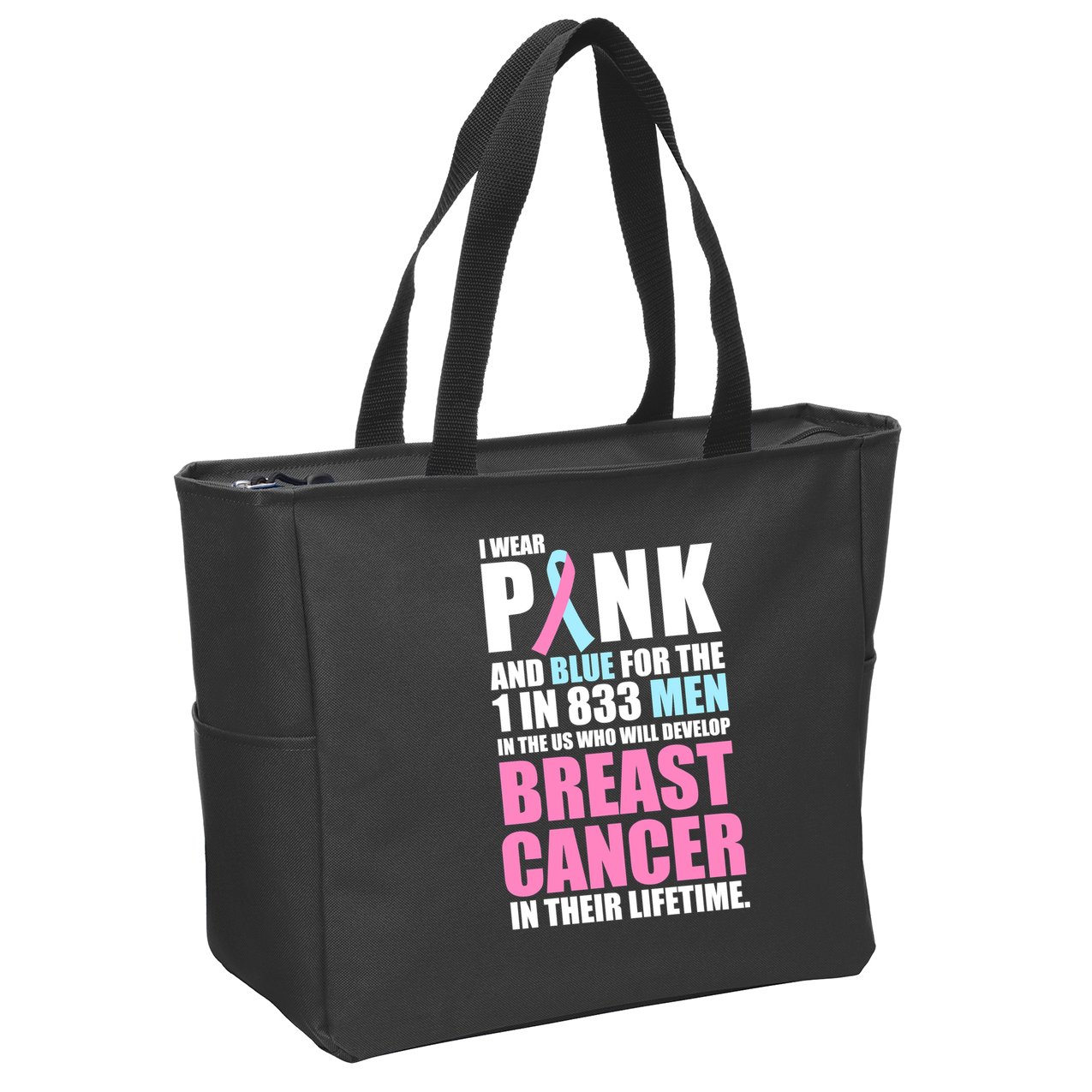 Fundraiser Male Breast Cancer Awareness Zip Tote Bag