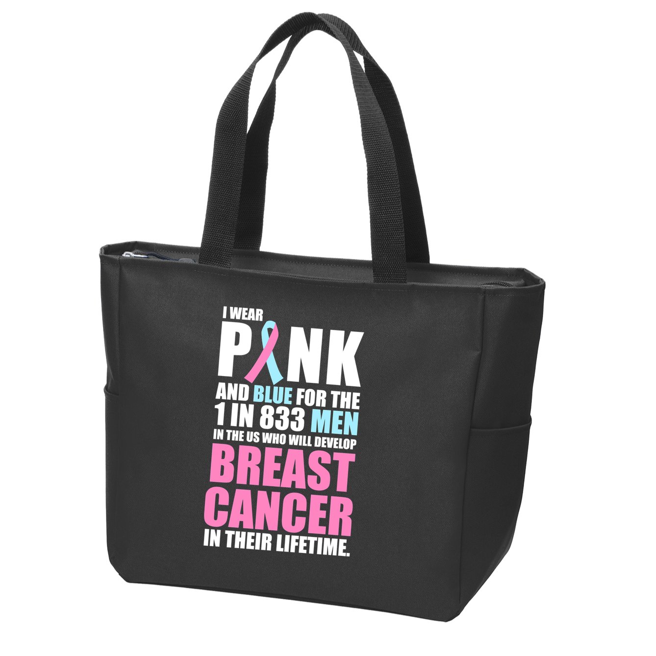 Fundraiser Male Breast Cancer Awareness Zip Tote Bag