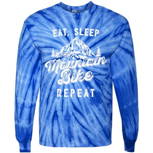 Funny Mountain Biking Funny Gifteat Sleep Mountain Bike Repeat Tie-Dye Long Sleeve Shirt