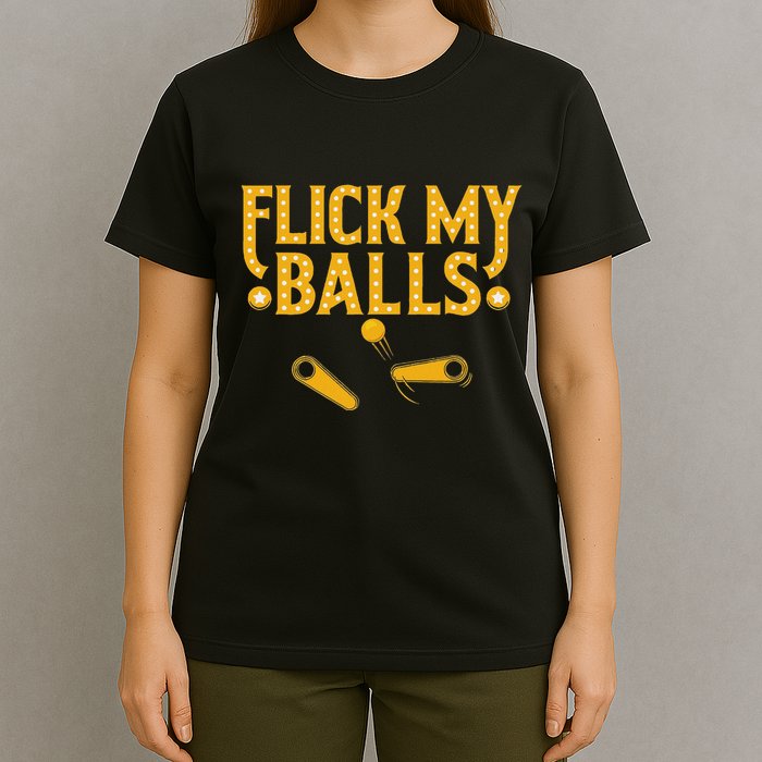 Flick My Balls Retro Vintage Multiball Pinball Arcade Game T-Shirt
