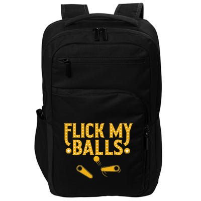 Flick My Balls Retro Vintage Multiball Pinball Arcade Game Impact Tech Backpack
