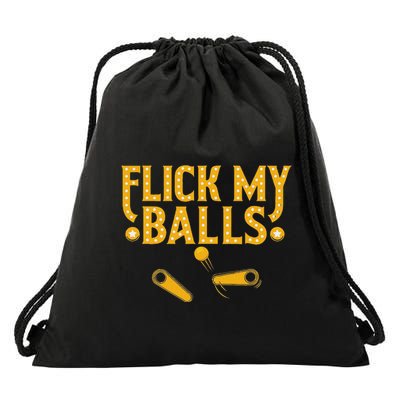 Flick My Balls Retro Vintage Multiball Pinball Arcade Game Drawstring Bag