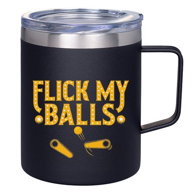 Flick My Balls Retro Vintage Multiball Pinball Arcade Game 12oz Stainless Steel Coffee Mug