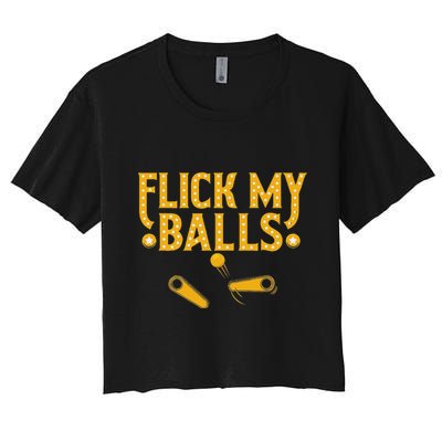 Flick My Balls Retro Vintage Multiball Pinball Arcade Game Crop Top