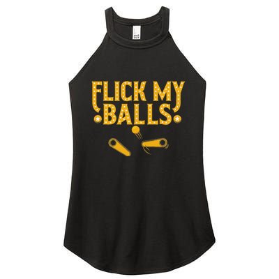 Flick My Balls Retro Vintage Multiball Pinball Arcade Game Women's Perfect Tri Rocker Tank