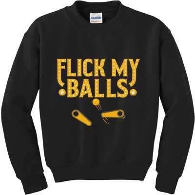 Flick My Balls Retro Vintage Multiball Pinball Arcade Game Kids Sweatshirt