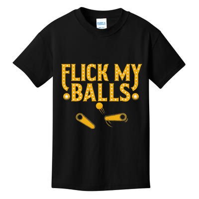 Flick My Balls Retro Vintage Multiball Pinball Arcade Game Kids T-Shirt