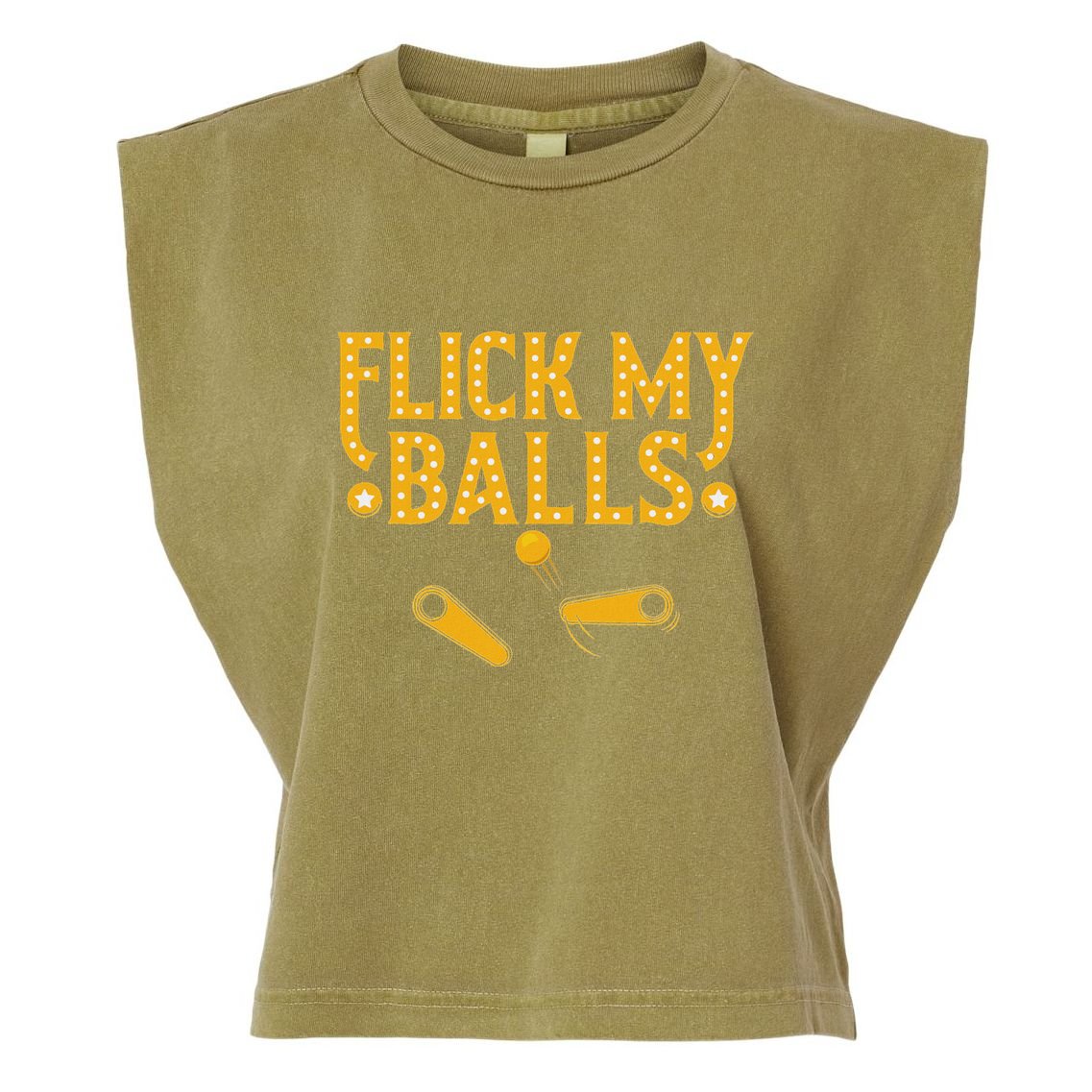 Flick My Balls Retro Vintage Multiball Pinball Arcade Game Garment-Dyed Women's Muscle Tee