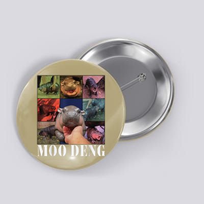 Funny Moodeng Baby Pygmy Hippo Cute Zoo For Family Button