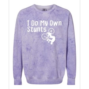 Funny Mountain Biking I Do My Own Stunts Cycling Bikers Gift Colorblast Crewneck Sweatshirt