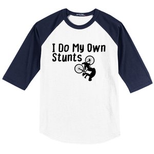 Funny Mountain Biking I Do My Own Stunts Cycling Bikers Gift Baseball Sleeve Shirt