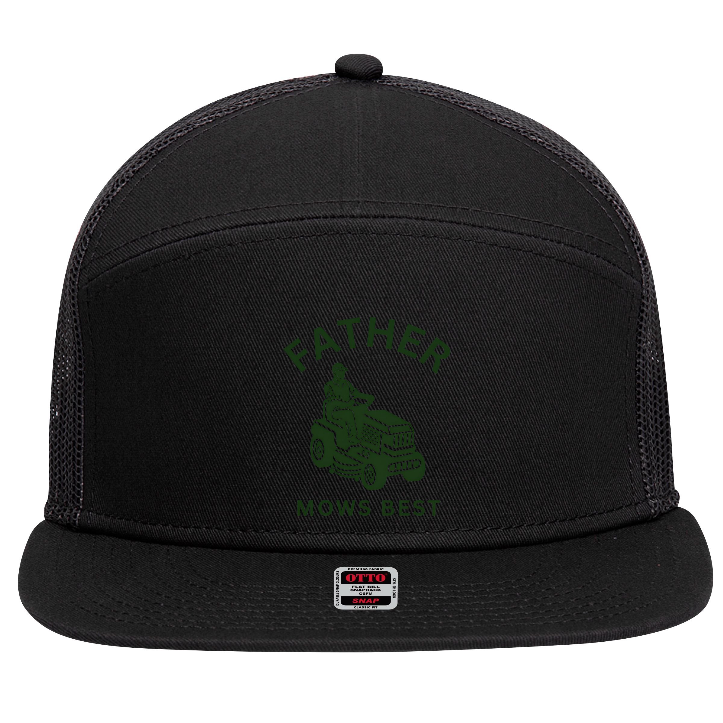 Father Mows Best Family Daddy Dad 7 Panel Mesh Trucker Snapback Hat