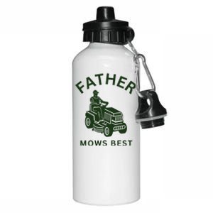 Father Mows Best Family Daddy Dad Aluminum Water Bottle