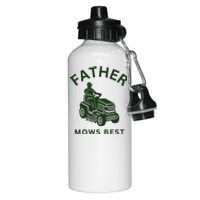 Father Mows Best Family Daddy Dad Aluminum Water Bottle