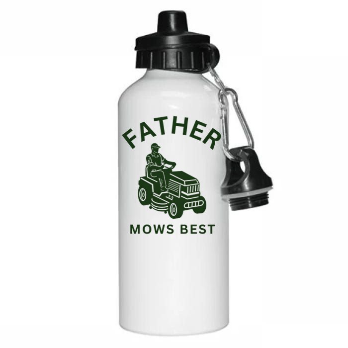 Father Mows Best Family Daddy Dad Aluminum Water Bottle