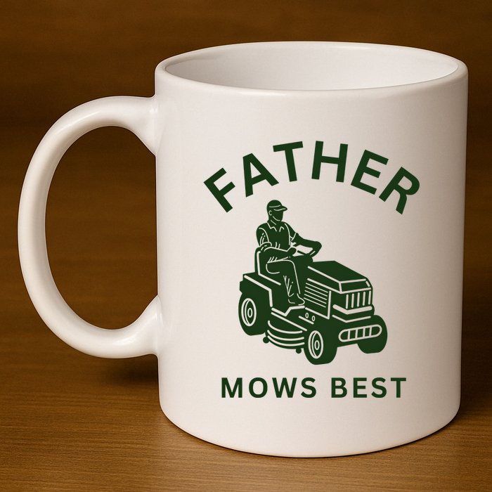 Father Mows Best Family Daddy Dad 11oz C Handle Ceramic Mug