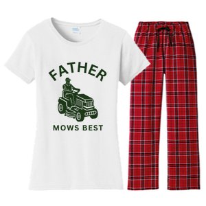 Father Mows Best Family Daddy Dad Women's Flannel Pajama Set