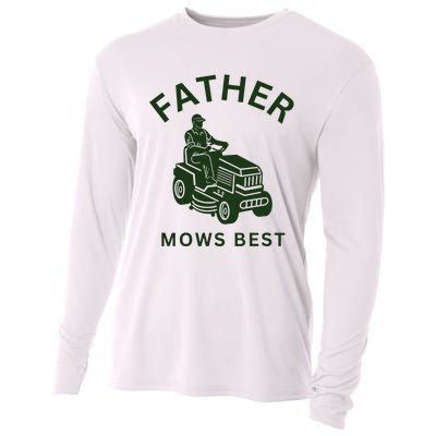 Father Mows Best Family Daddy Dad Cooling Performance Long Sleeve Crew