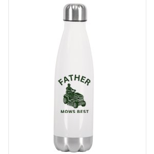 Father Mows Best Family Daddy Dad Stainless Steel Insulated Water Bottle