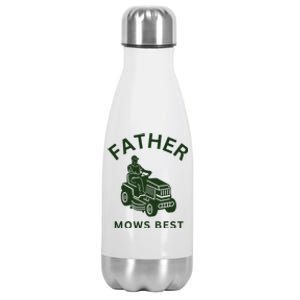 Father Mows Best Family Daddy Dad Stainless Steel Insulated Water Bottle