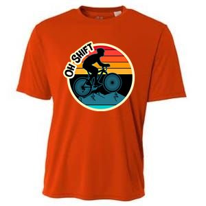 Funny Mountain Biking Saying Oh Shift Bike Pun Cyclist Gift Cooling Performance Crew T-Shirt