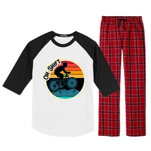 Funny Mountain Biking Saying Oh Shift Bike Pun Cyclist Gift Raglan Sleeve Pajama Set