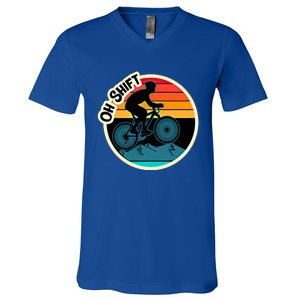 Funny Mountain Biking Saying Oh Shift Bike Pun Cyclist Gift V-Neck T-Shirt