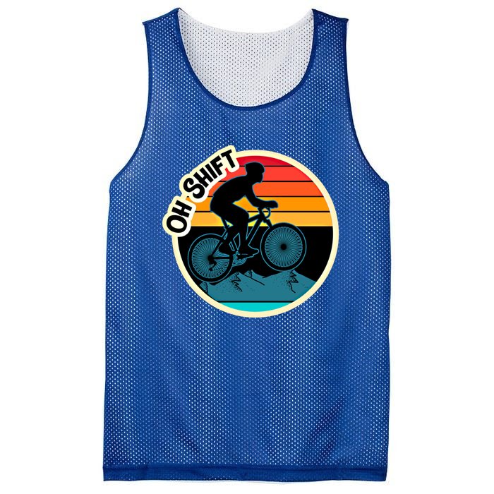 Funny Mountain Biking Saying Oh Shift Bike Pun Cyclist Gift Mesh Reversible Basketball Jersey Tank