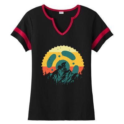 Funny Mountain Bike Art For Men Women Vintage Cycling Gear Ladies Halftime Notch Neck Tee