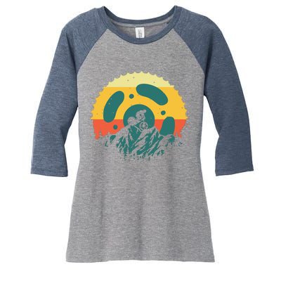 Funny Mountain Bike Art For Men Women Vintage Cycling Gear Women's Tri-Blend 3/4-Sleeve Raglan Shirt