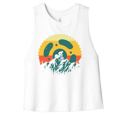 Funny Mountain Bike Art For Men Women Vintage Cycling Gear Women's Racerback Cropped Tank